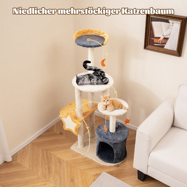 Kratzbaum Katzenbaum mit Katzenhöhle &amp; Plüschsitz &amp; Spielzeug &amp; Spielsachen &amp; Plattformen 60 x 41 x 128 cm