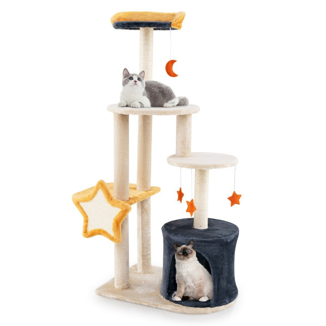 Kratzbaum Katzenbaum mit Katzenhöhle &amp; Plüschsitz &amp; Spielzeug &amp; Spielsachen &amp; Plattformen 60 x 41 x 128 cm