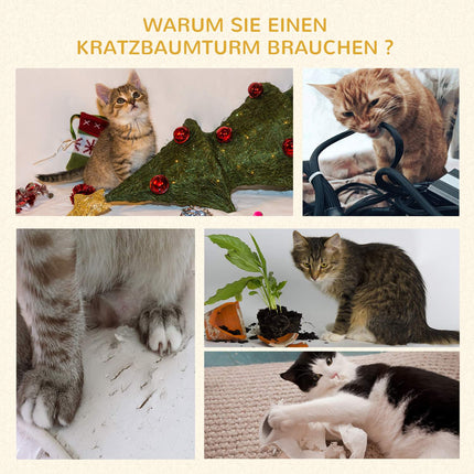 Katzenkratzbaum, 30 kg Tragkraft, Sisal, graue Plattform