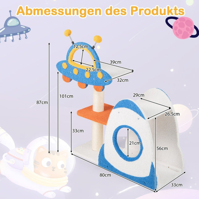 Kratzbaum mit UFO Plattform &amp; Sisalkratzstämme Katzenkratzbaum Katzenbaum Kletterbaum