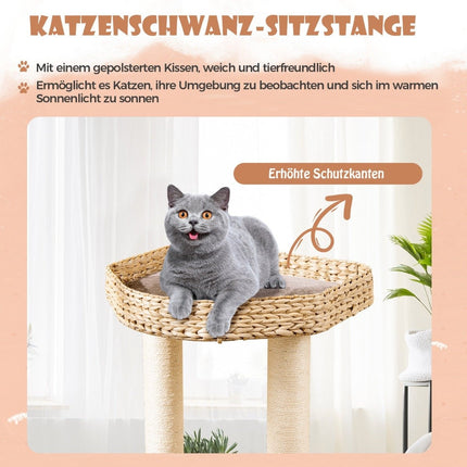 Arbre à chat avec grotte à chat, plates-formes, balle, perchoir et coussin, arbre à chat