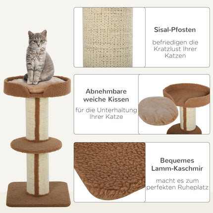 Katzenkratzbaum mit abnehmbaren Kissen, Sisal, 45x45x91cm
