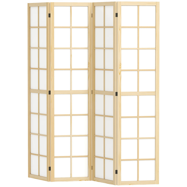 Paravent 4 parties 160 x 170 cm, séparateur de pièce pliable, brise-vue pour salon, naturel