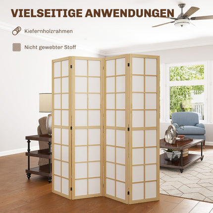 Faltbarer Raumteiler Sichtschutz, Natur - 160x170 cm