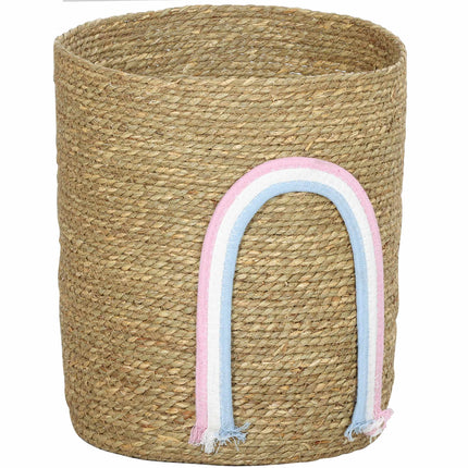 Panier de rangement en jonc de mer, 24,7 L, motif arc-en-ciel