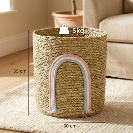 Panier de rangement en jonc de mer, 24,7 L, motif arc-en-ciel