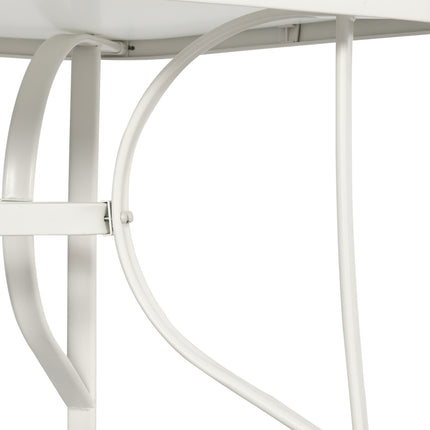 Ensemble De Salon Pour 6 Personnes, Groupe De Salle À Manger Avec Parasol, Salon De Jardin En Aluminium Blanc Crème + Gris Clair