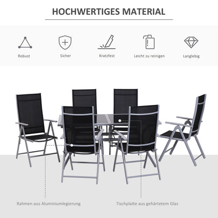 Aluminium-Gartenset für 6 Personen – Outdoor-Essgruppe