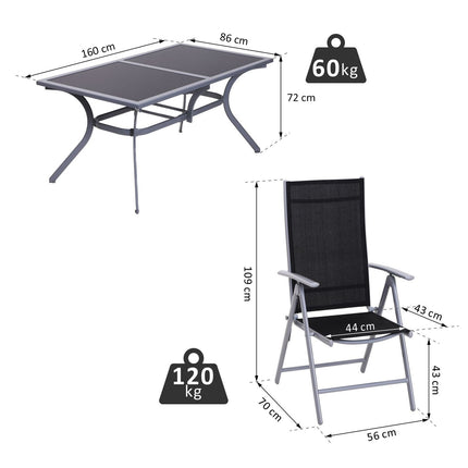 Aluminium-Gartenset für 6 Personen – Outdoor-Essgruppe