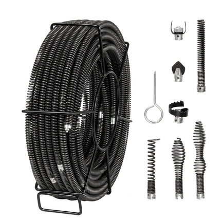 Sectional Drain Cleaning Cable 100 Ft, 5/8 In, 7 Cutters