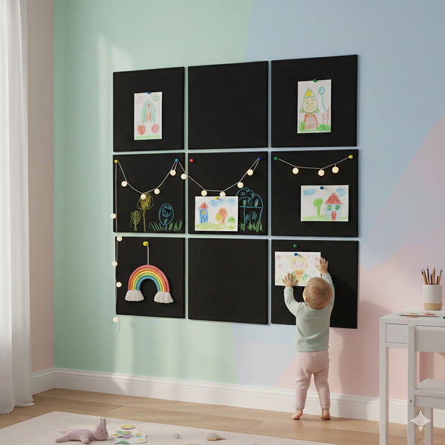 Tableaux en feutre auto-adhésifs, lot de 12, carrés, pour notes