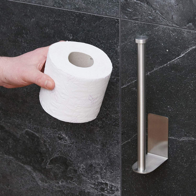 Porte-rouleau de papier toilette autocollant avec rangement pour rouleau de rechange
