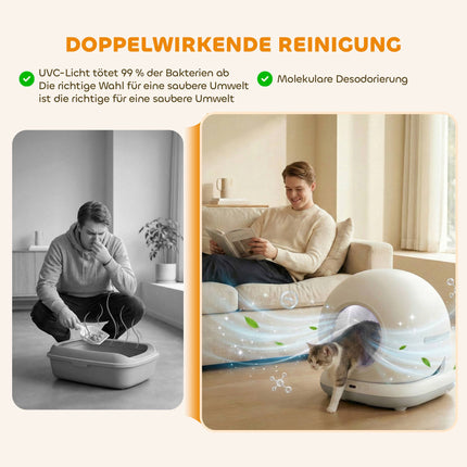 Selbstreinigende Katzentoilette XL 72L mit HD-Kamera und App-Steuerung