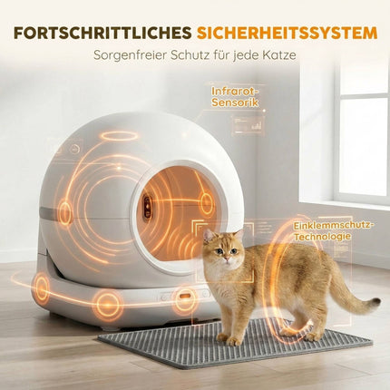 Selbstreinigende Katzentoilette XL 72L mit HD-Kamera und App-Steuerung