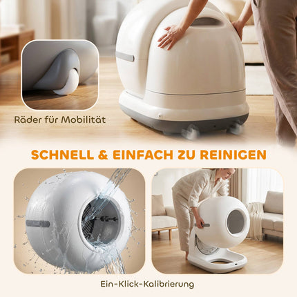 Selbstreinigende Katzentoilette XL 72L mit HD-Kamera und App-Steuerung