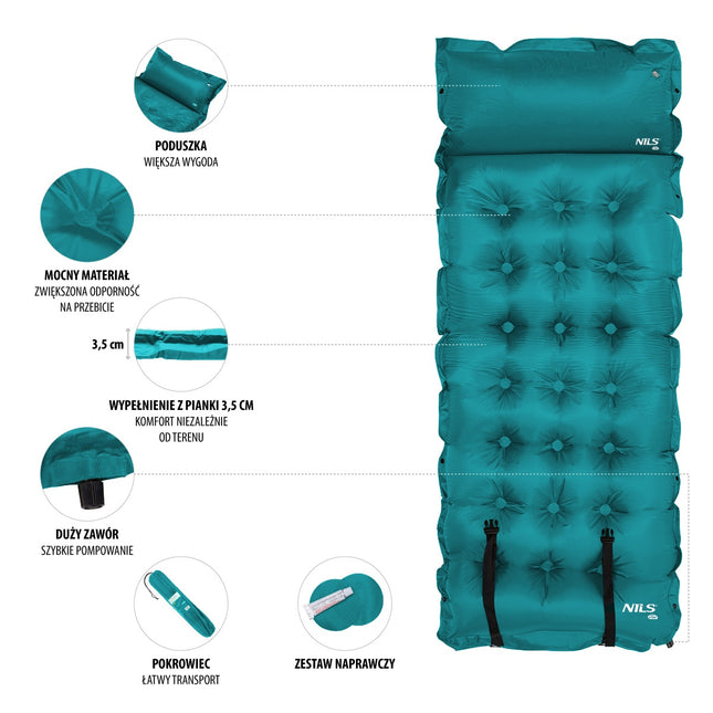 Matelas de camping autogonflant, compact et léger