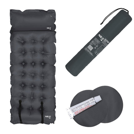 Matelas de camping autogonflant, gris foncé