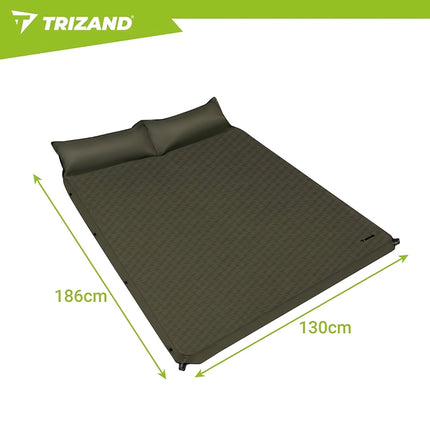 Self-Inflating Camping Mat for 2 People 186x130x3 cm, Max 200 kg, Carry Case