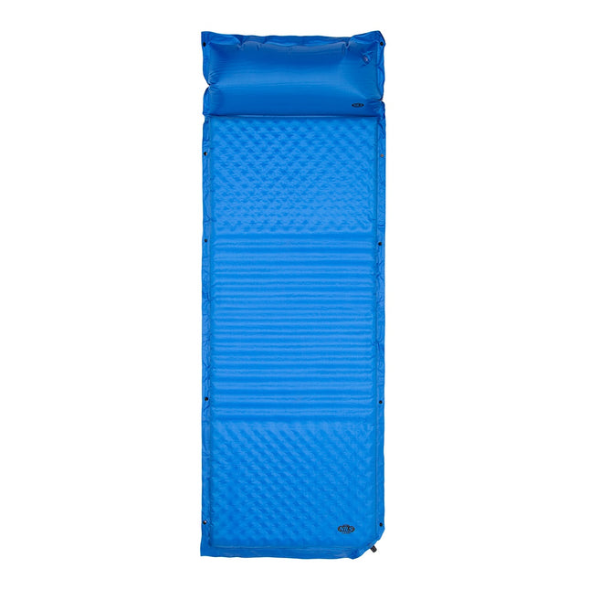 Selbstaufblasbare Isomatte mit Kissen, Blau