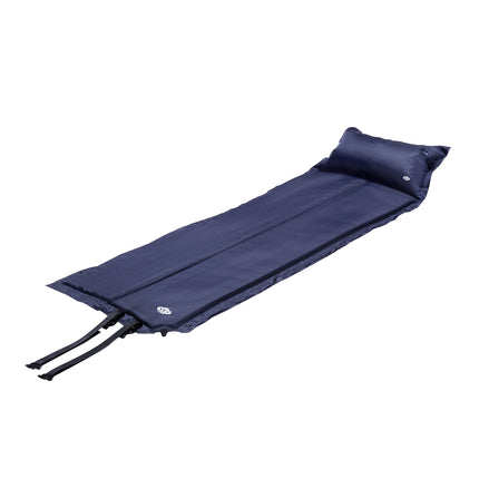 Matelas de camping autogonflant avec oreiller, bleu