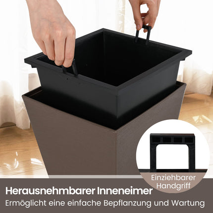 Selbstbewässernde Pflanztöpfe mit Drainage, 2er-Set, Braun
