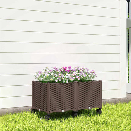 Potager surélevé à arrosage automatique avec roulettes, en plastique