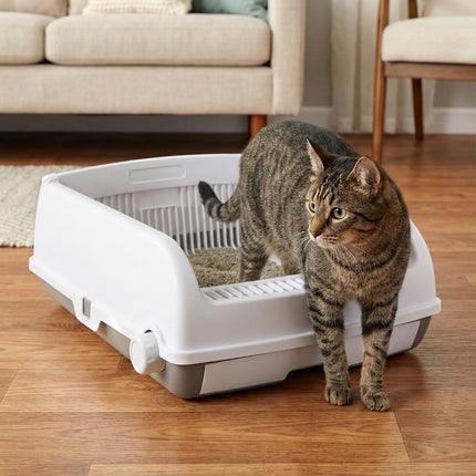 Bac à litière semi-automatique pour chat avec tiroir et pelle