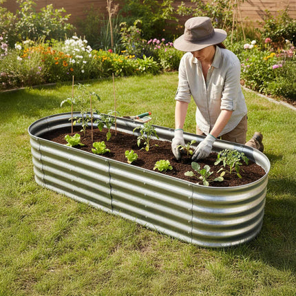 Jardinière semi-circulaire en métal - Parterre surélevé