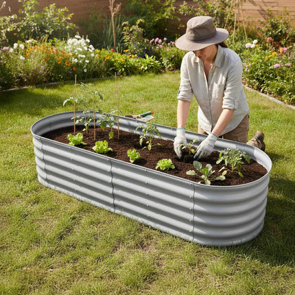 Jardinière semi-circulaire en métal - Parterre surélevé