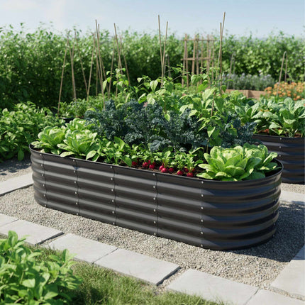 Jardinière semi-circulaire en métal, bac surélevé résistant aux intempéries
