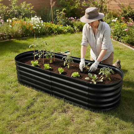 Jardinière semi-circulaire en métal - Jardinière surélevée résistante aux intempéries
