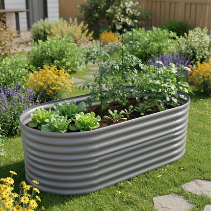 Potager surélevé semi-circulaire en métal galvanisé