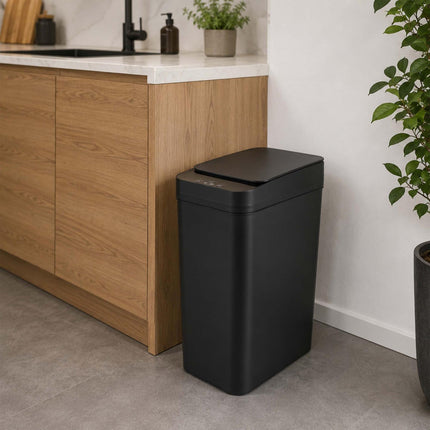 Sensor-Mülleimer-Set, 9L & 15L, Schwarz-Weiß