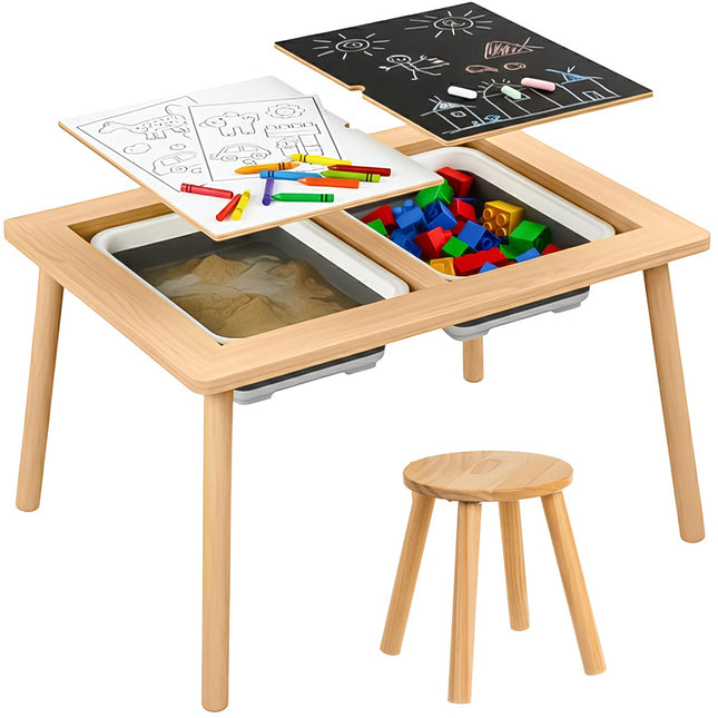 Sensoriktisch mit Stuhl, Buche, doppelseitig