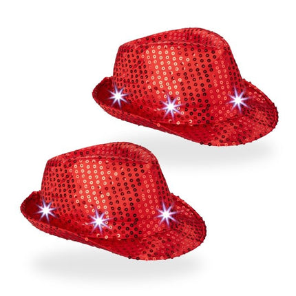 Lot de 2 chapeaux à paillettes LED