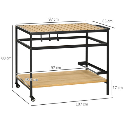 Outdoor trolley with shelves and hooks - 107 x 65 x 80 cm