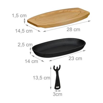 Servierpfanne mit Holzboden 2er-Pack