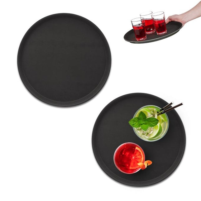 Lot de 2 plateaux de service noirs