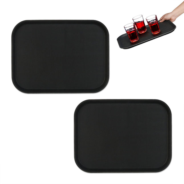 Lot de 2 plateaux de service noirs