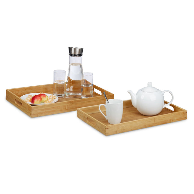 Serviertablett 2er Set Bambus