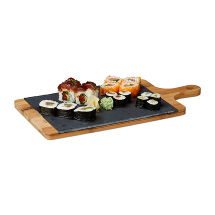Plateau de service avec assiette en ardoise
