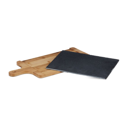 Plateau de service avec assiette en ardoise