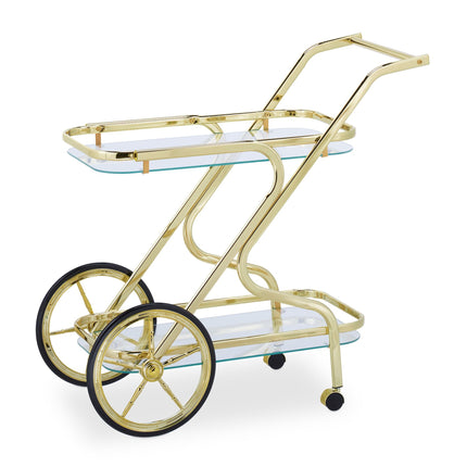 Chariot de service en laiton et verre