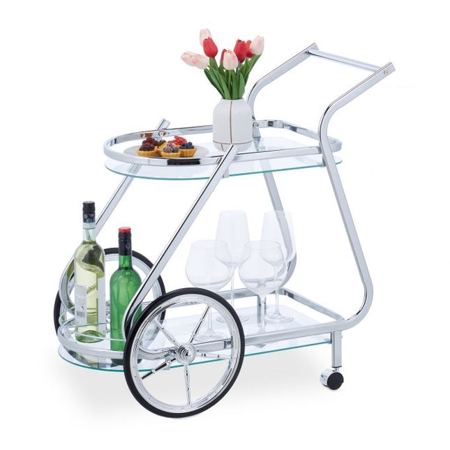 Servierwagen Chrom und Glas