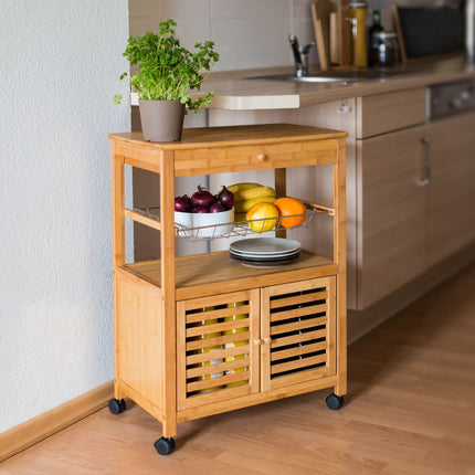 Chariot de service avec compartiment armoire