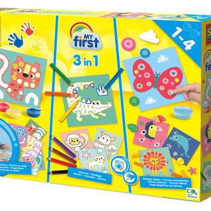Ses My First Kit de peinture au doigt 3 en 1 avec formes à colorier et à coller