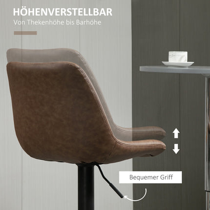 Höhenverstellbare Barhocker aus Kunstleder, 2er-Set