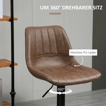 Höhenverstellbare Barhocker aus Kunstleder, 2er-Set