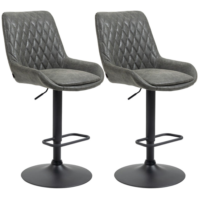 Höhenverstellbare Barhocker, 2er-Set, Kunstleder Dunkelgrau