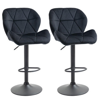 2 schwarze drehbare Barhocker, Samt, höhenverstellbar